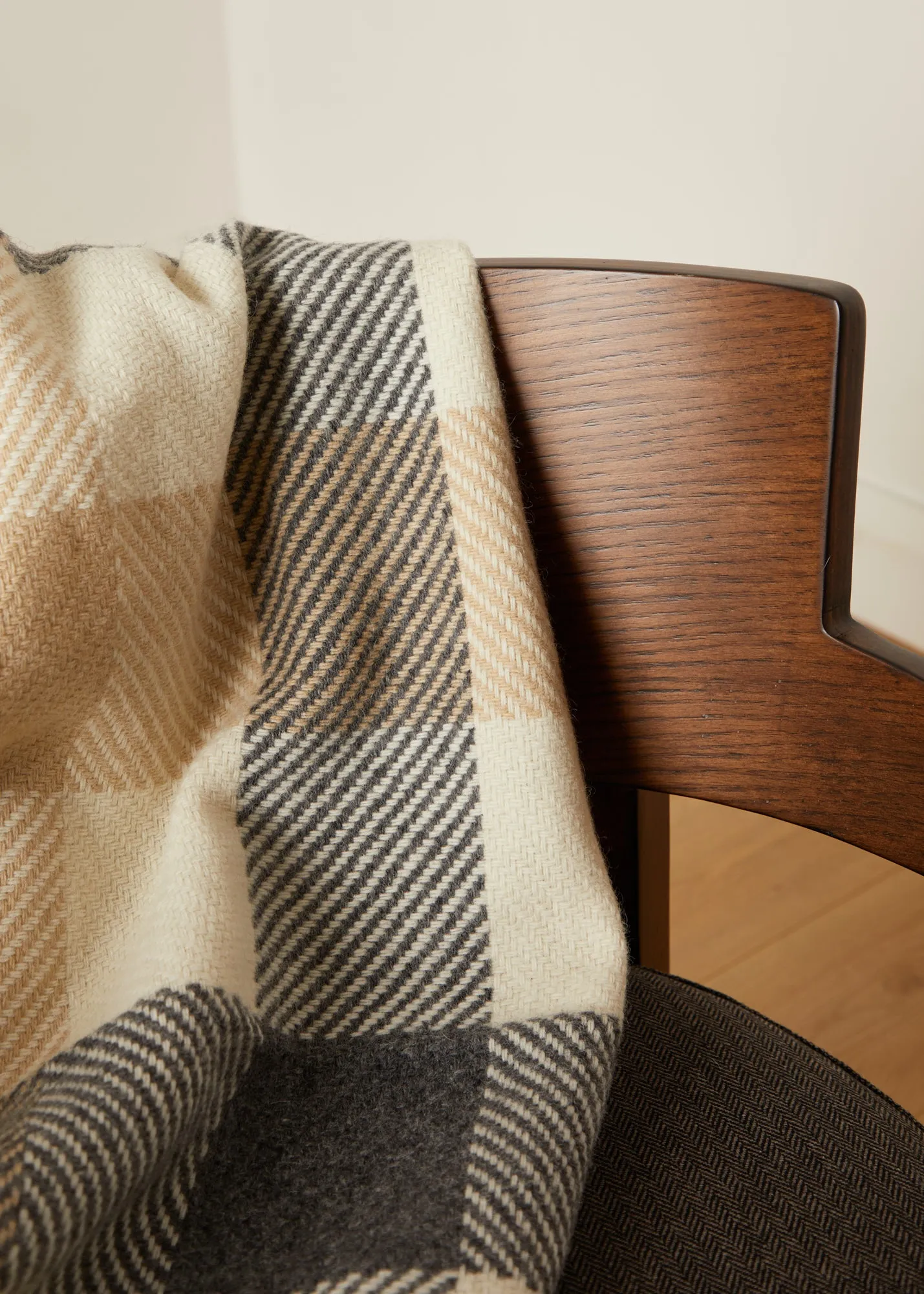 Classic Dublin Check Pattern Merino Wool Throw Blanket from Foxford