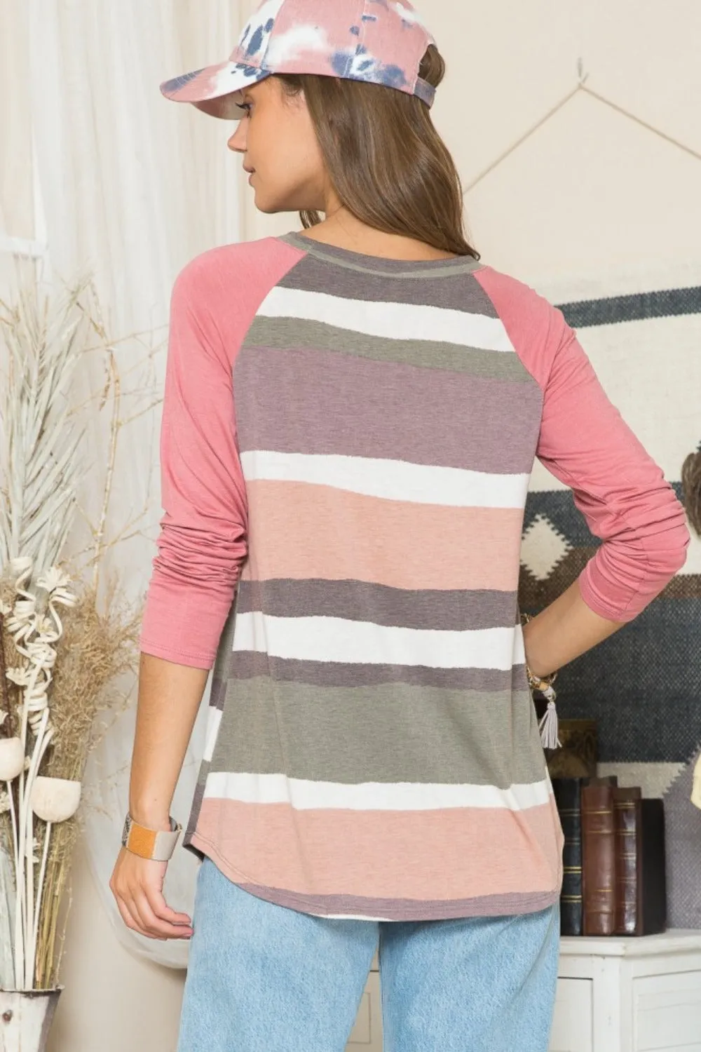 Full Size Striped Contrast Long Sleeve T-Shirt