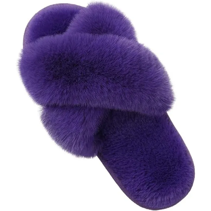 Fuzzy Foam Slippers With EVA Sole