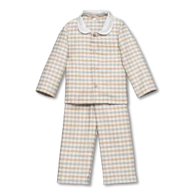 GEORG - BOYS' PYJAMA SET IN BLUE/BEIGE CHECKS