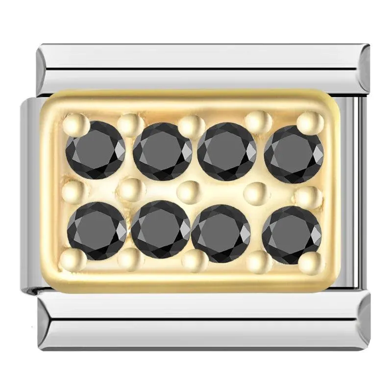 Gold Plate with Black Stones