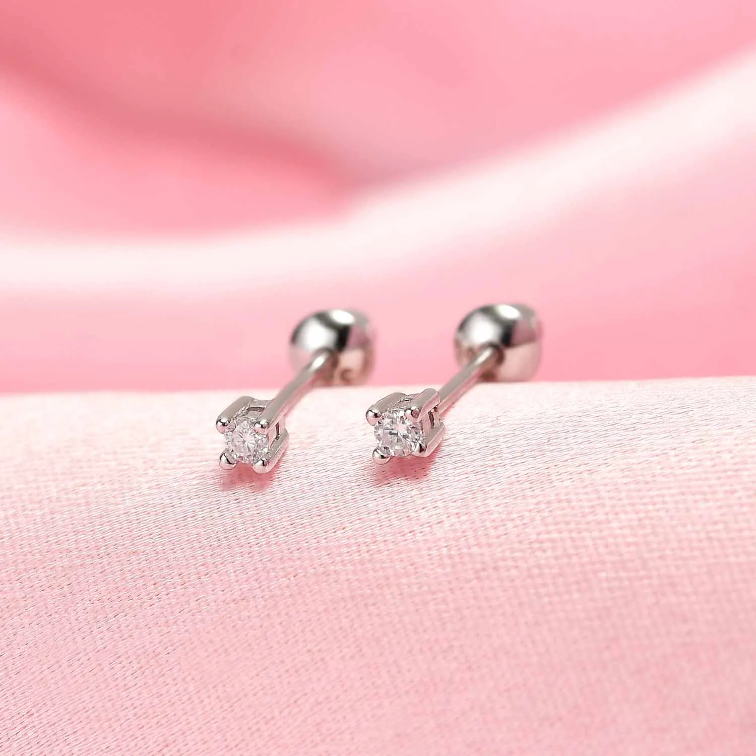 Grecian Star Sleep Stud Earrings   Moissanite Soliatire Small Sleep Earrings