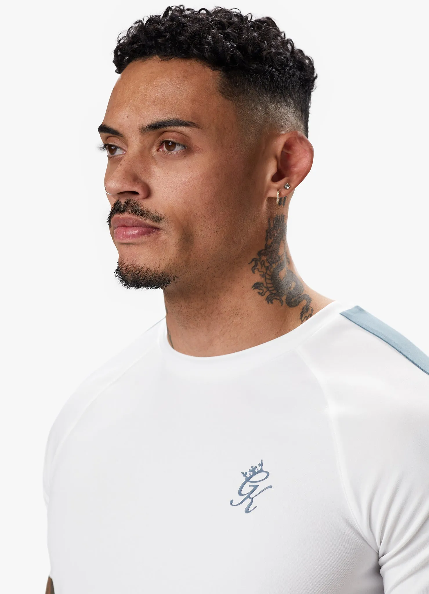 Gym King Core Plus Poly Tee - White/Stone Blue