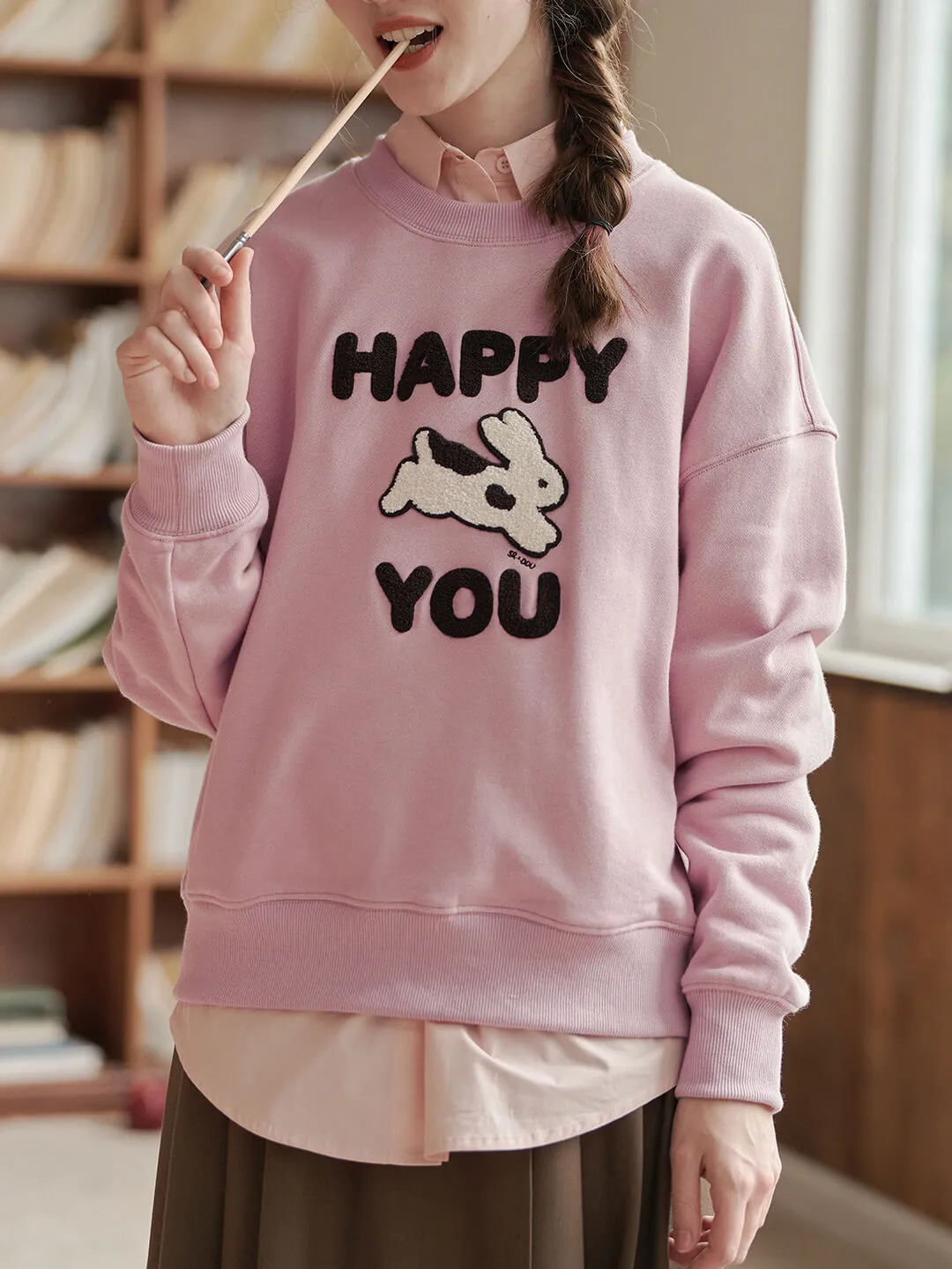 Happy to You Rabbit Graphic Hoodie