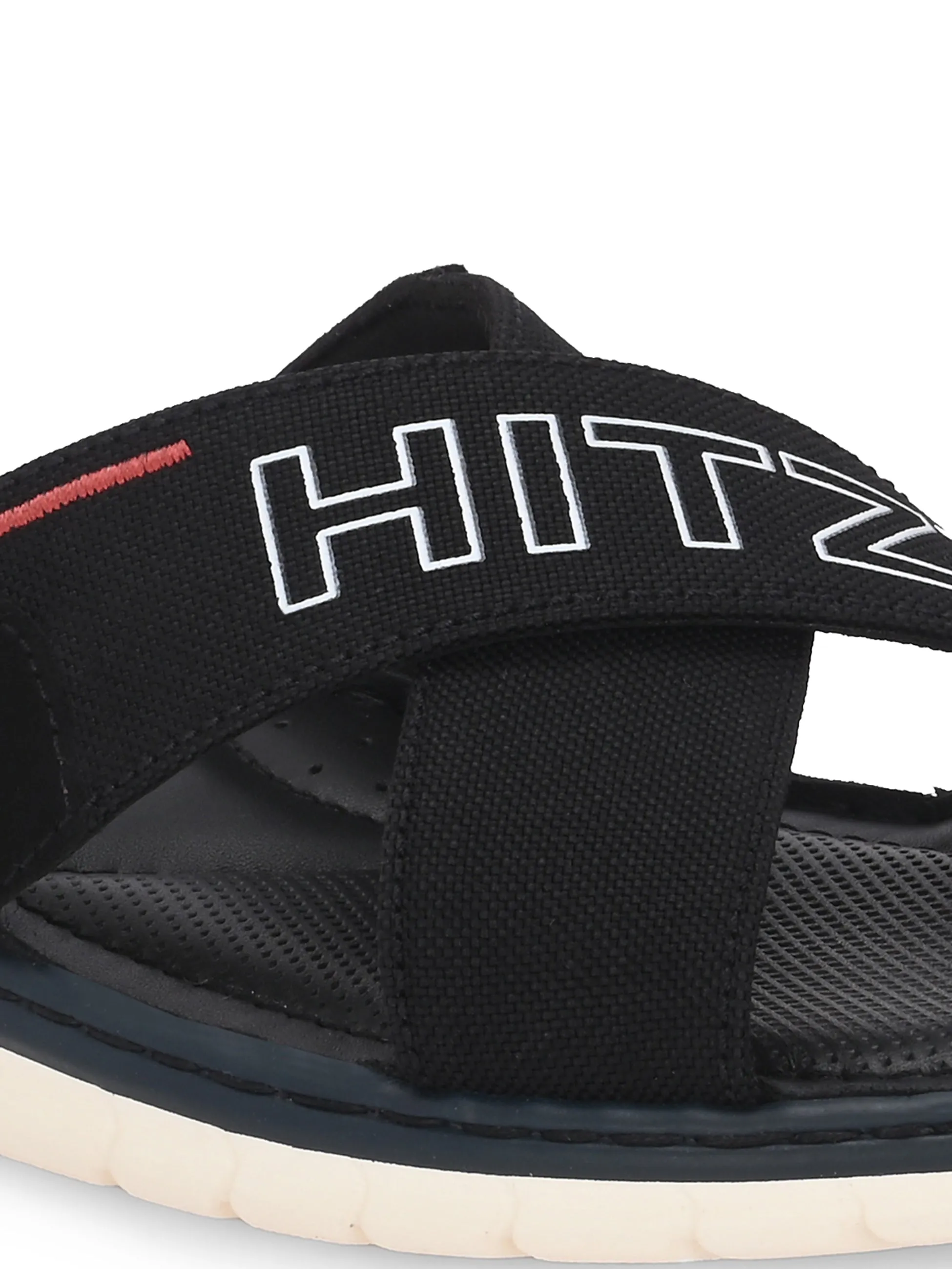 Hitz Men's Black Fabric Casual Slipper