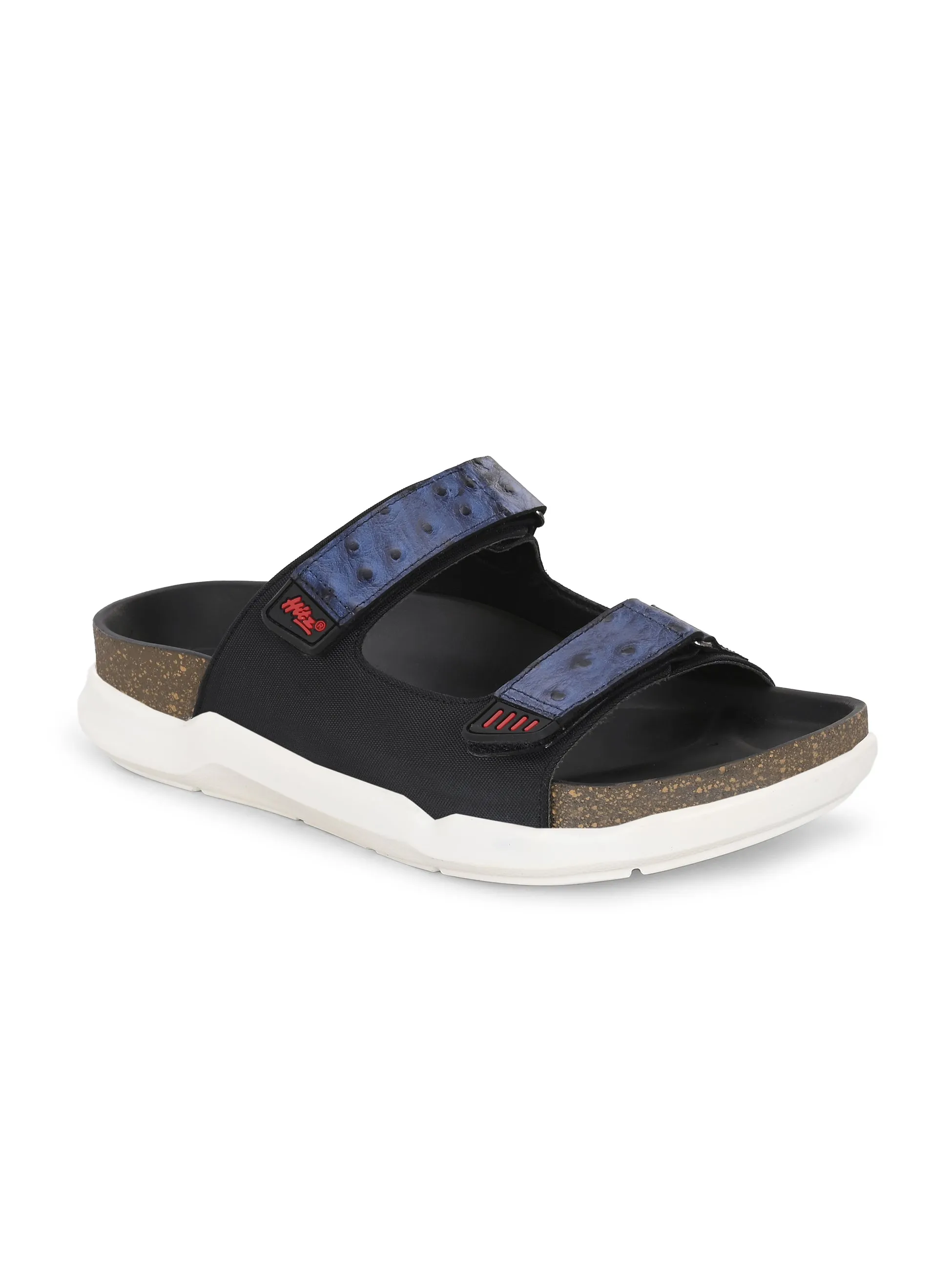 Hitz Men's Blue Leather Daily Wear Slipper