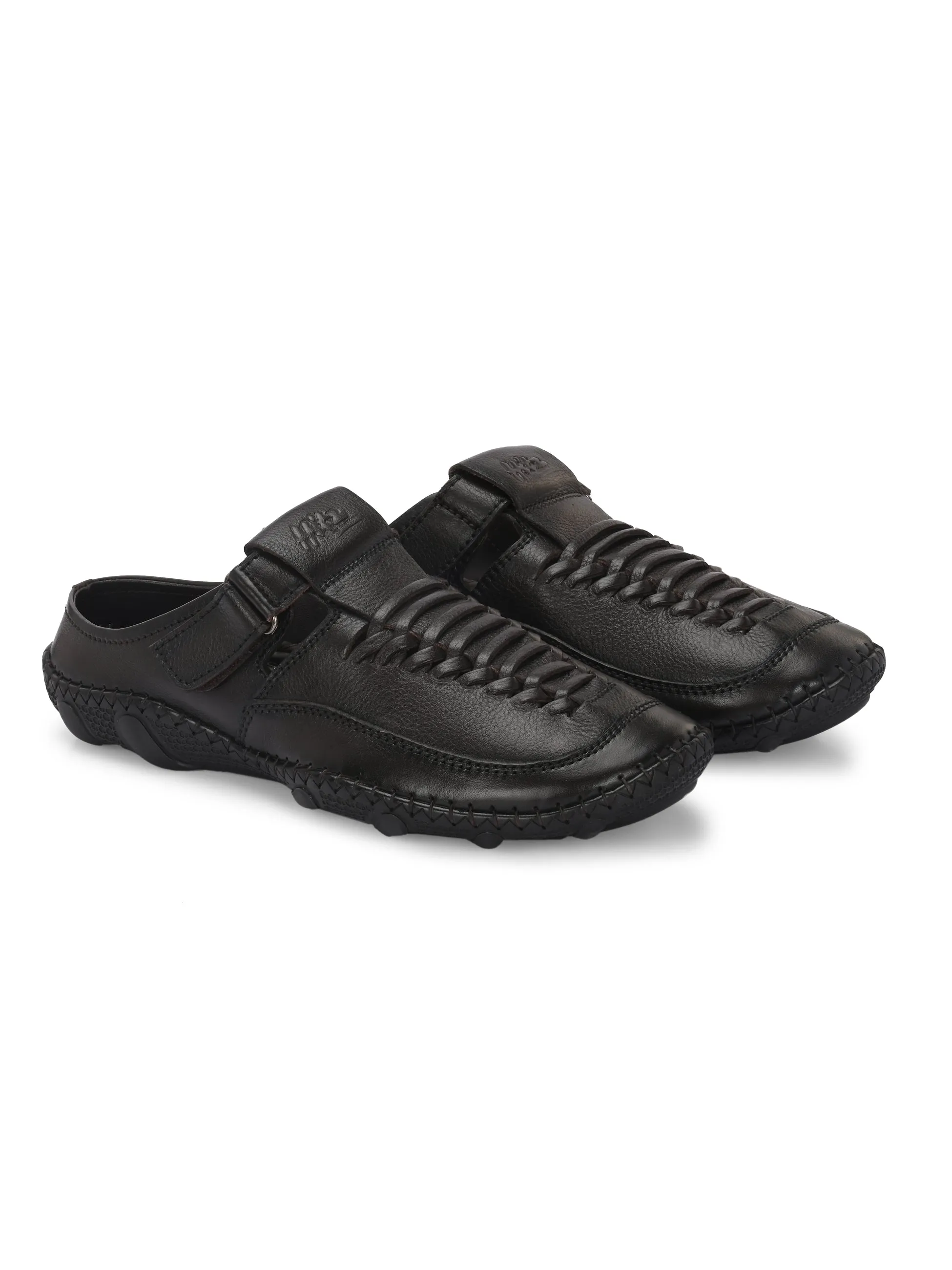 Hitz Men's Brown Leather Daily Wear Sandals