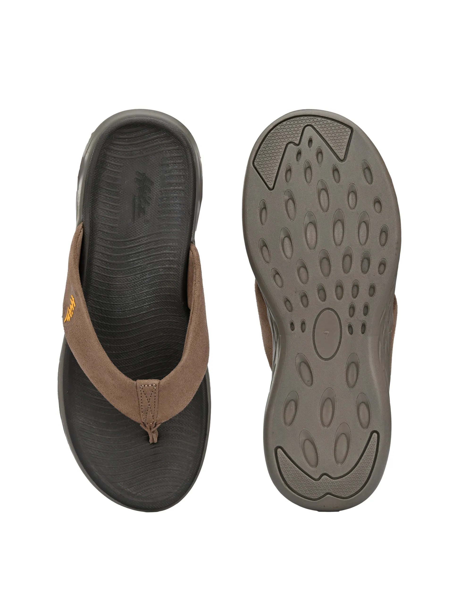 Hitz Men's Brown Open Toe Casual Slippers