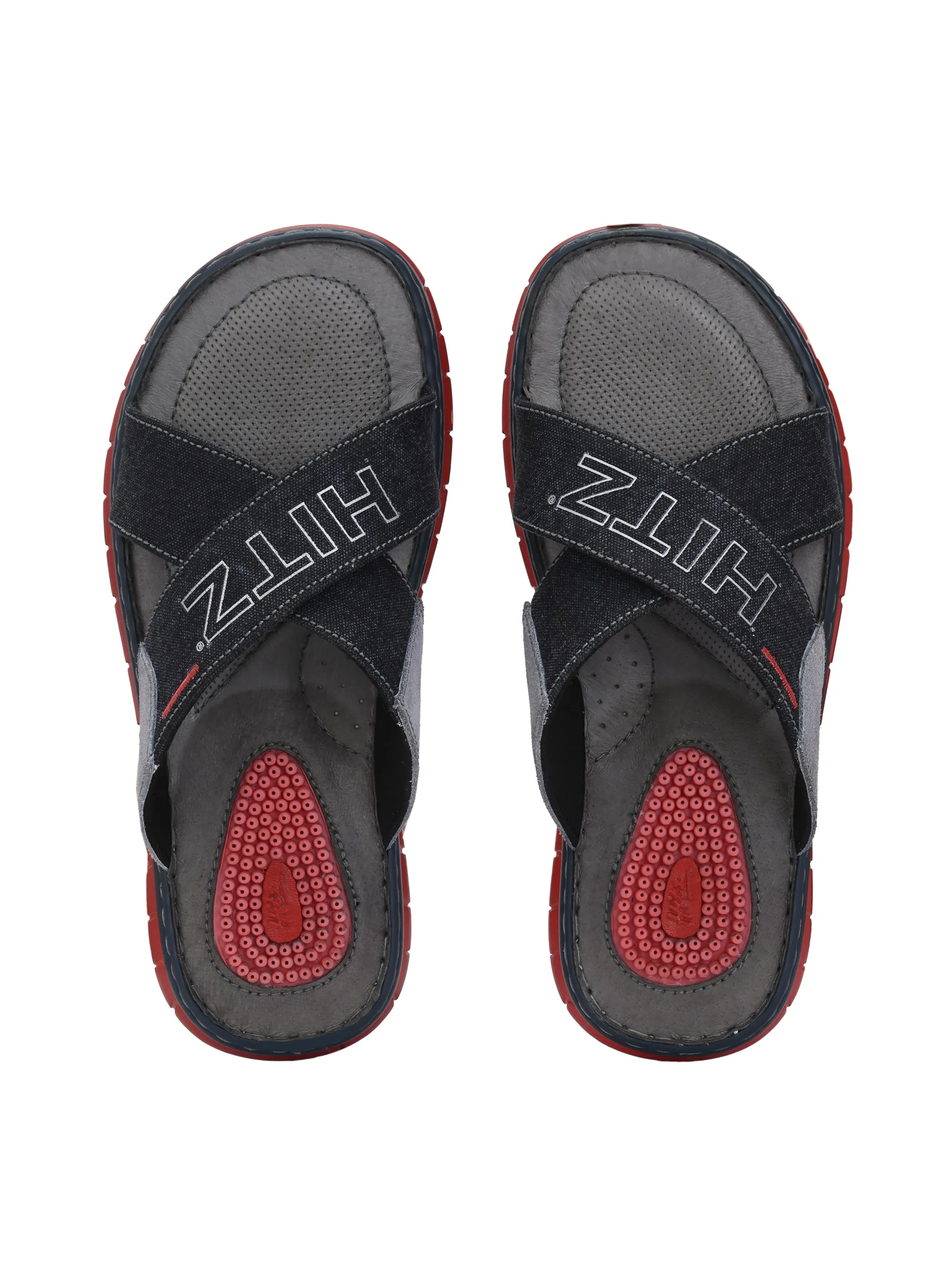 Hitz Men's Grey Fabric Casual Slipper