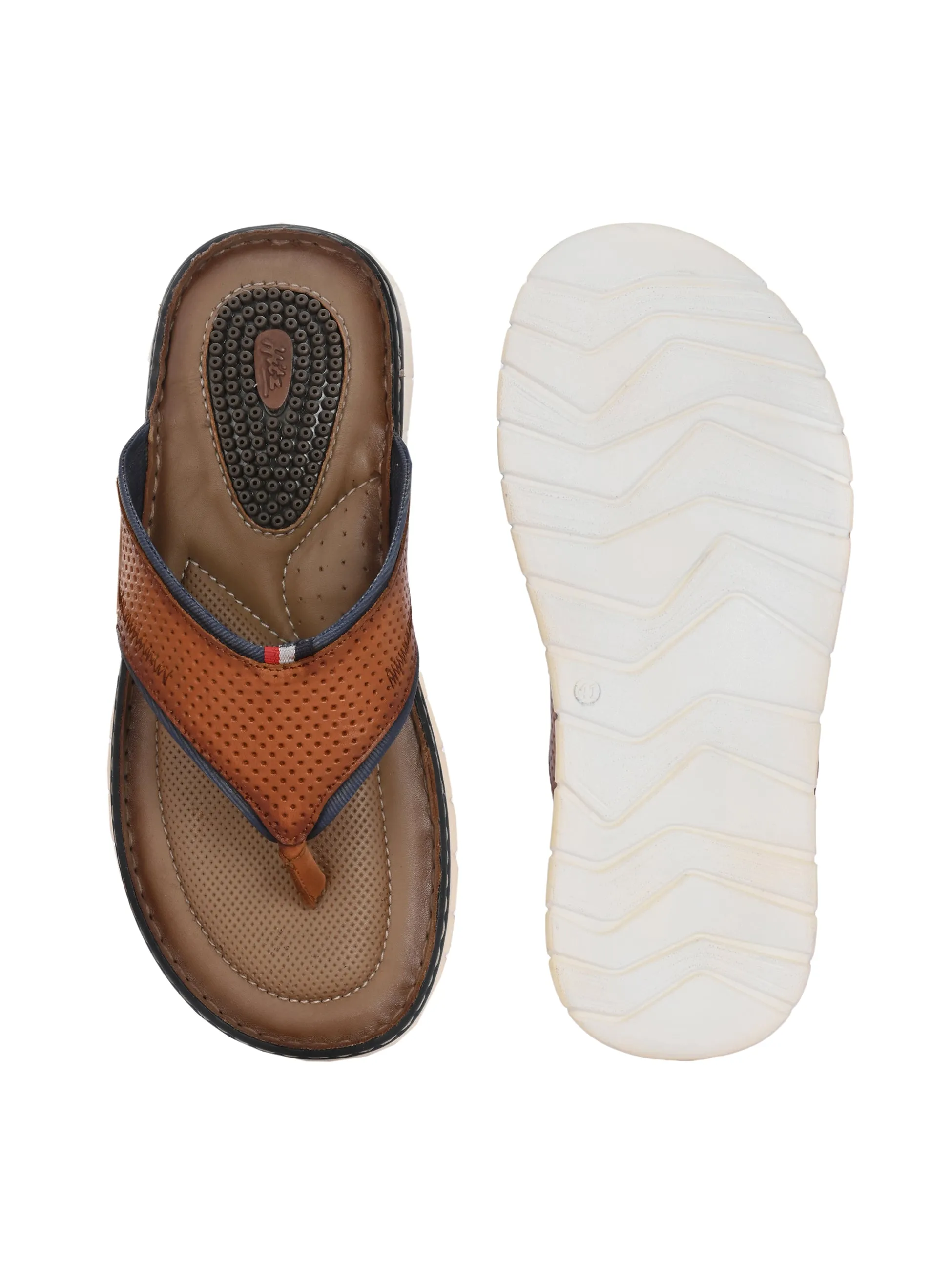 Hitz Men's Tan Leather Casual Slipper