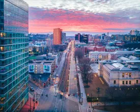 HUNTINGTON AVE DURING JANUARY SUNSET