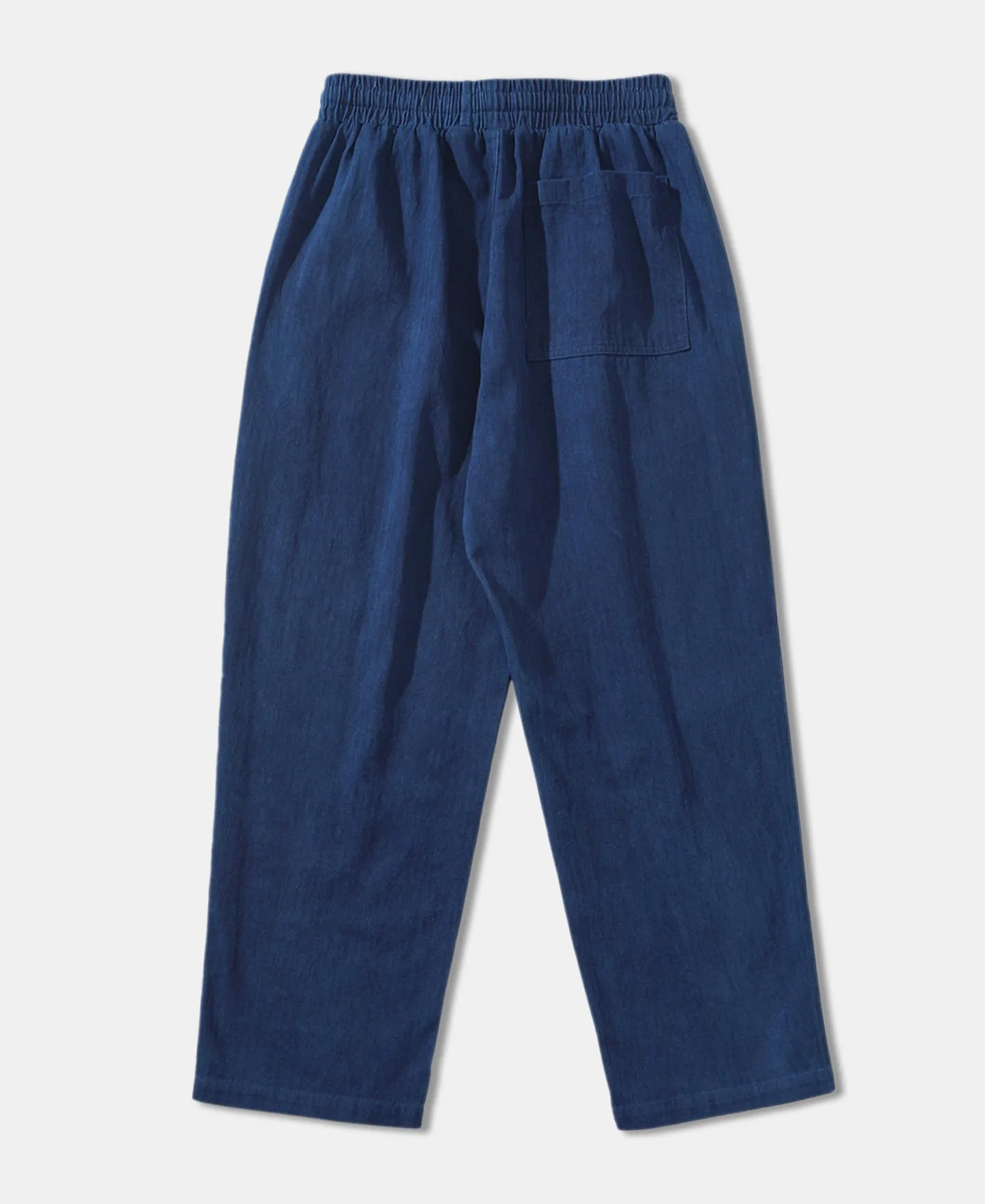 Indigo-Dye Loose Cotton Herringbone Pants