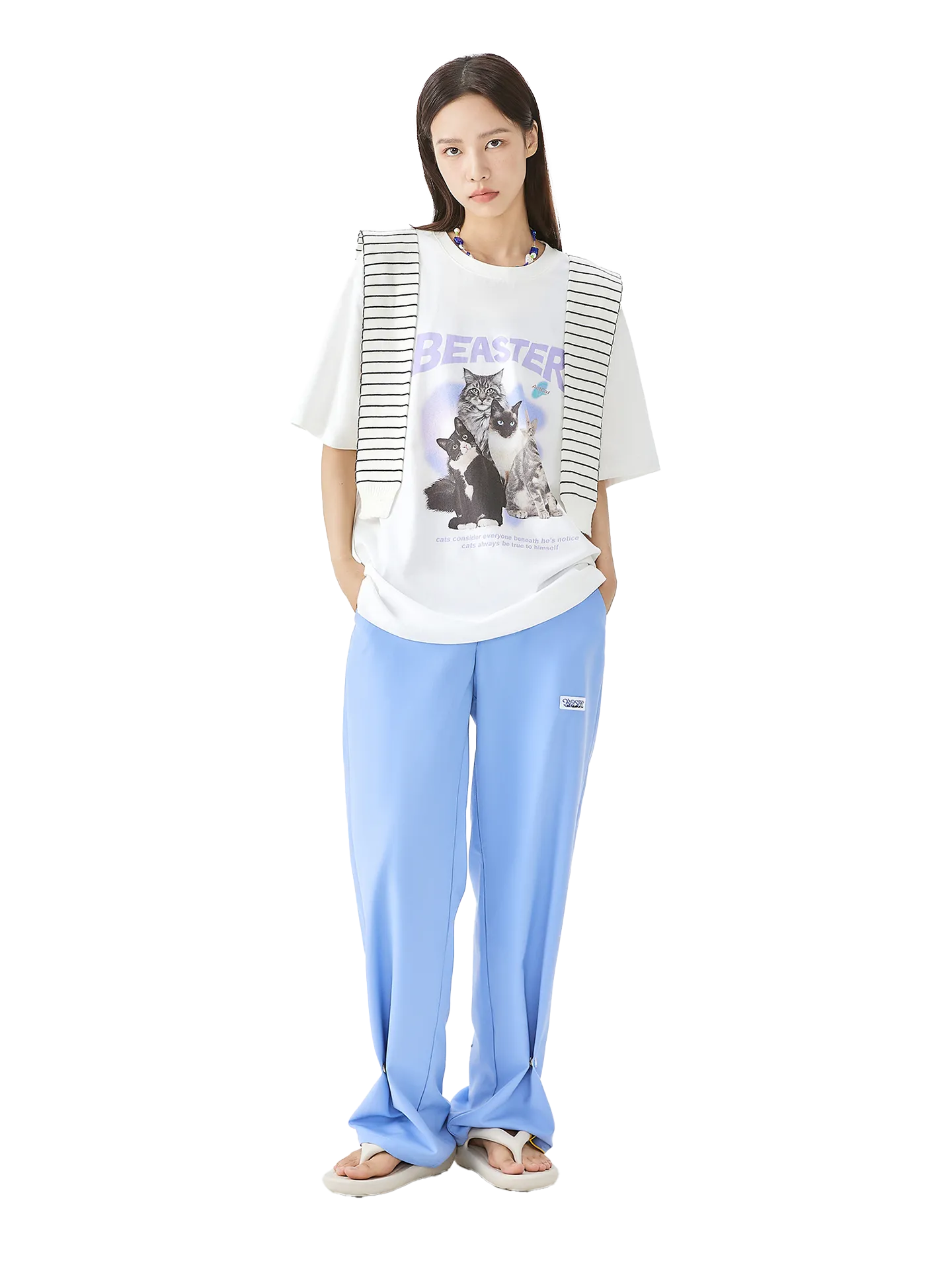 Kitty Letter Cartoon Print T-shirt