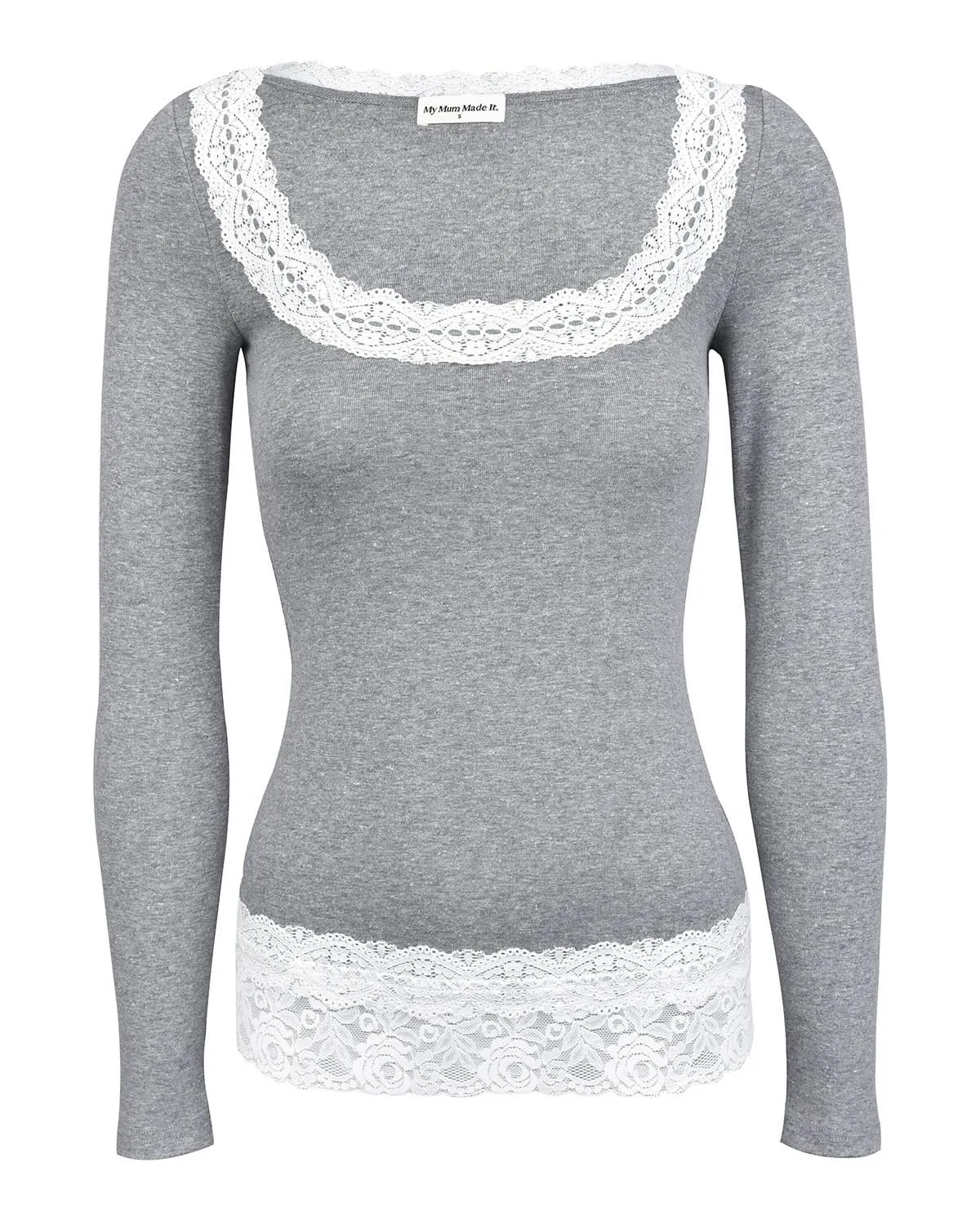 Lace Hem Top - Grey