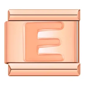 Letter E in Rose Gold, on Rose Gold