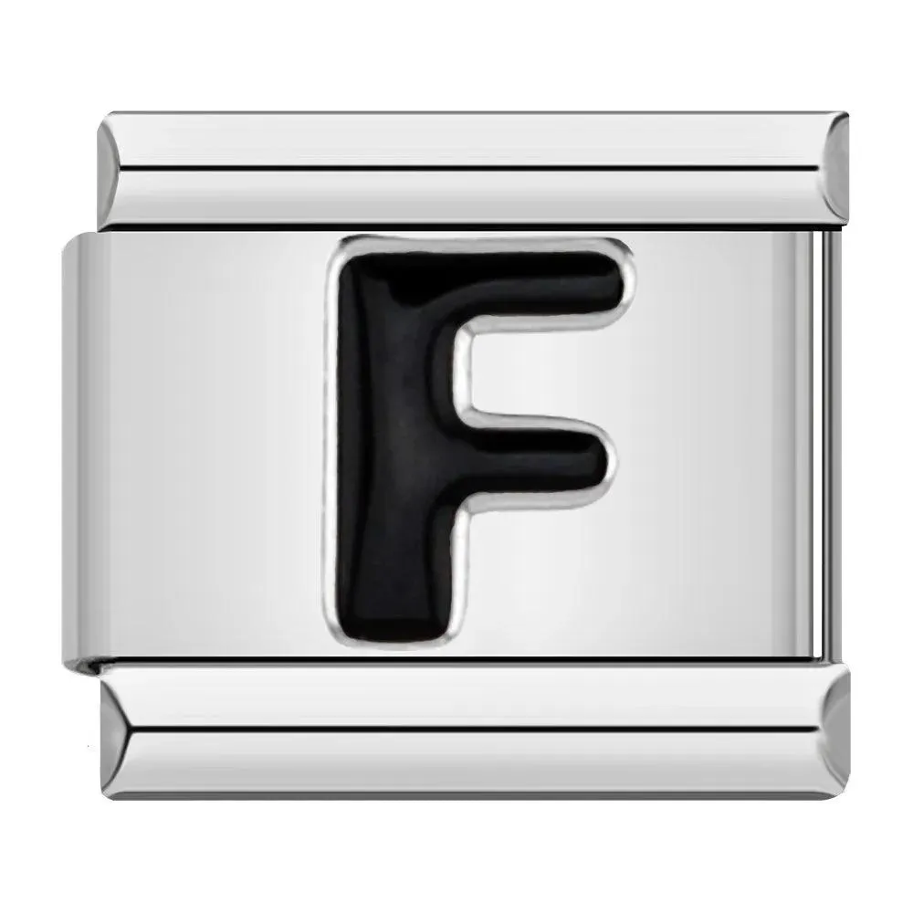 Letter F in Black, on Silver