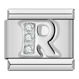 Letter R with Stones, on Silver