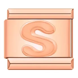 Letter S in Rose Gold, on Rose Gold