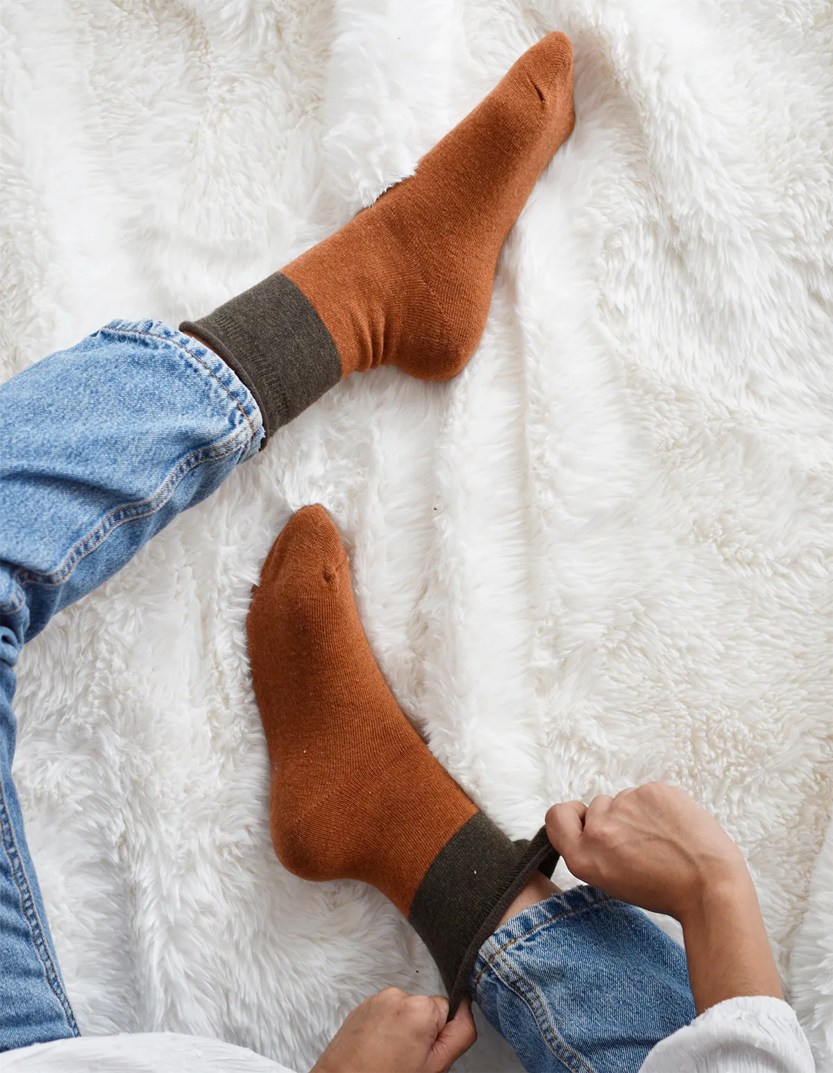 Loose Cuff Wool Socks | Autumn Maple