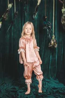 LUNA - GIRLS’ SILK PYJAMA SET DUSTY PEACH