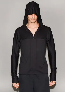 m.a  by Maurizio Amadei HOODED ONE-PIECE LONG SLEEVE T-SHIRT BLACK