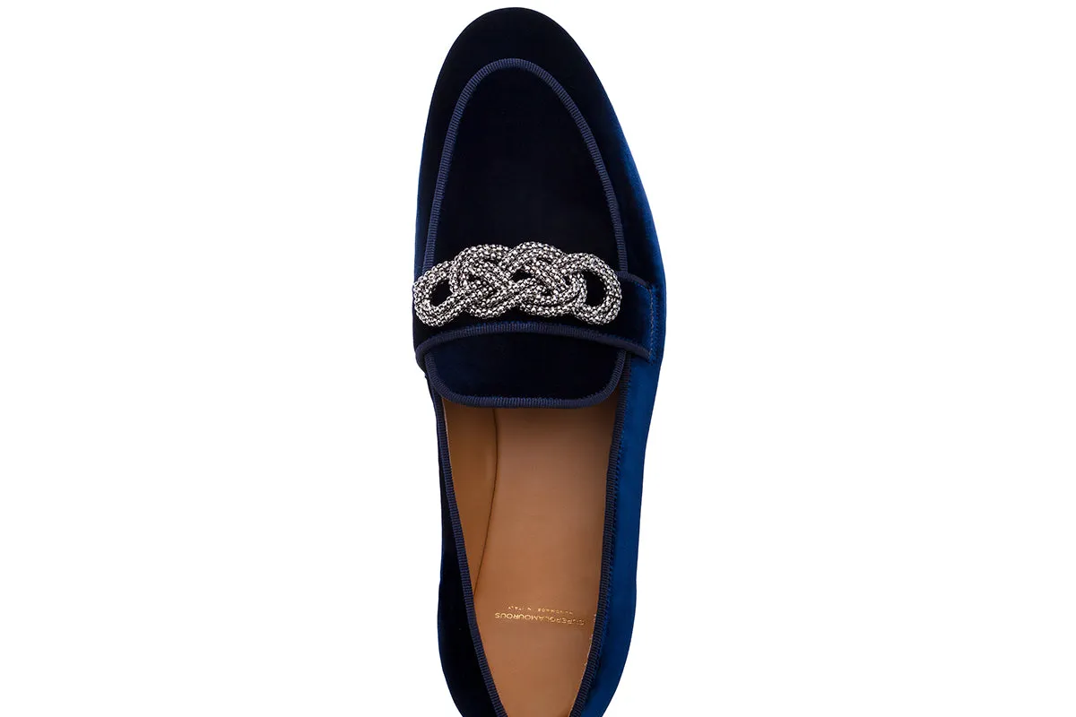 MOROSINO VELOUR NAVY SLIPPERS