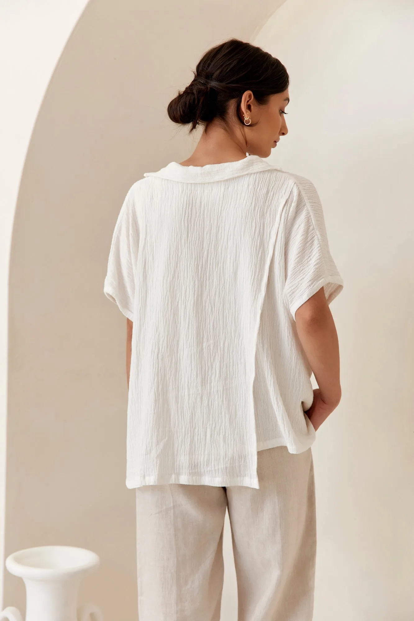 Naoko Linen Top White