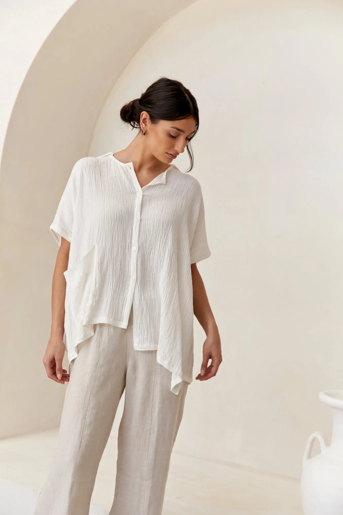 Naoko Linen Top White