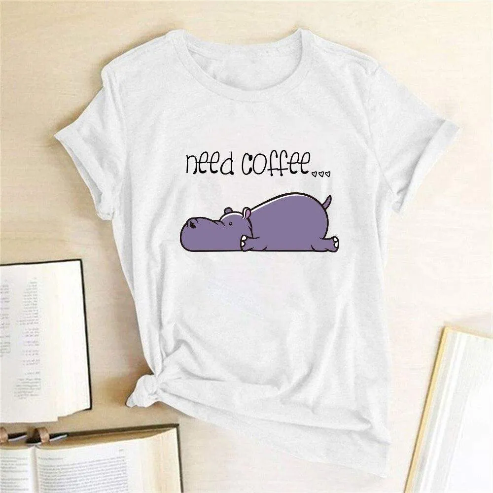 Need Coffee Hippopotamus Tee