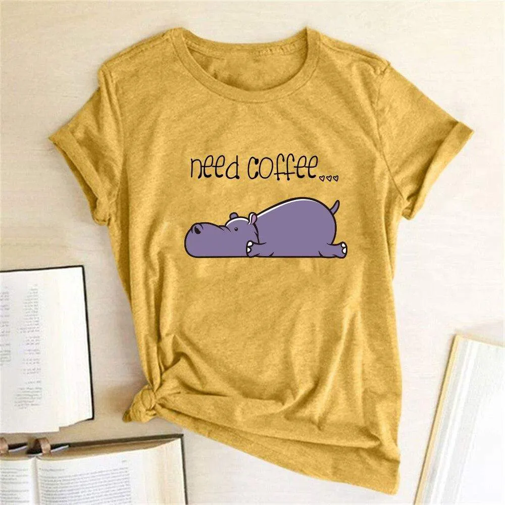 Need Coffee Hippopotamus Tee