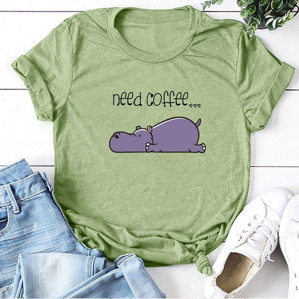 Need Coffee Hippopotamus Tee