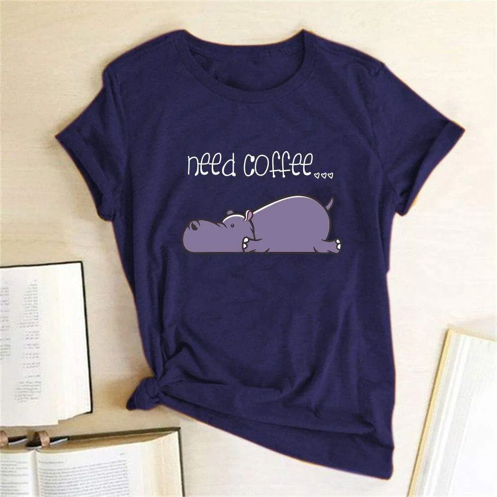 Need Coffee Hippopotamus Tee