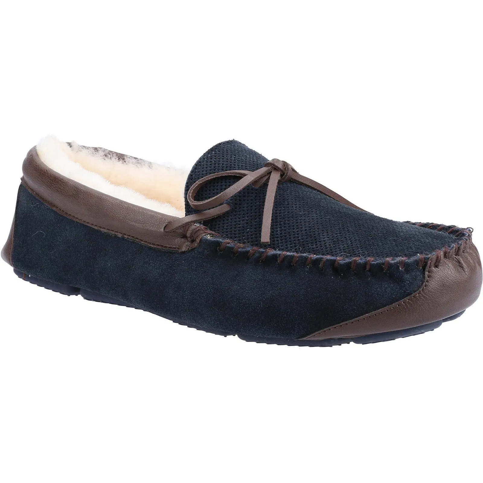 Northwood Sheepskin Moccasin Slippers Navy