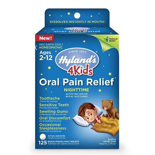 Oral Pain Relief Quick Dissolving Tablets 4 Kids ll Night Time ll Hylands, 125 Tablets