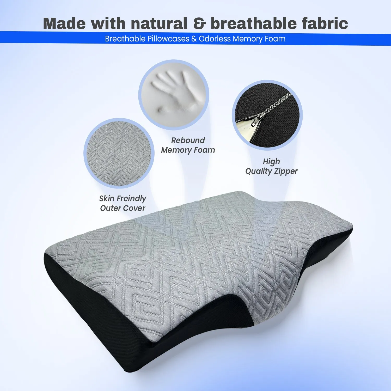 Orthopedic Memory Foam Cervical Butterfly Pillow for Neck & Shoulder Pain