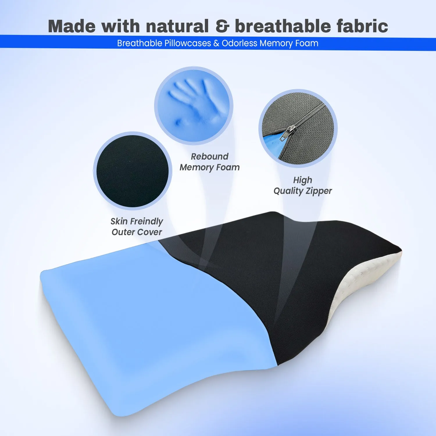 Orthopedic Memory Foam Cervical Butterfly Pillow with Cooling Gel