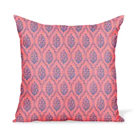 Peter Dunham Textiles Jaali in Indigo on Raspberry Pillow