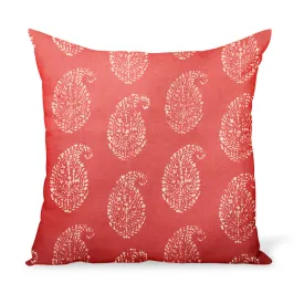 Peter Dunham Textiles Kashmir Paisley in Tea/Red Pillow