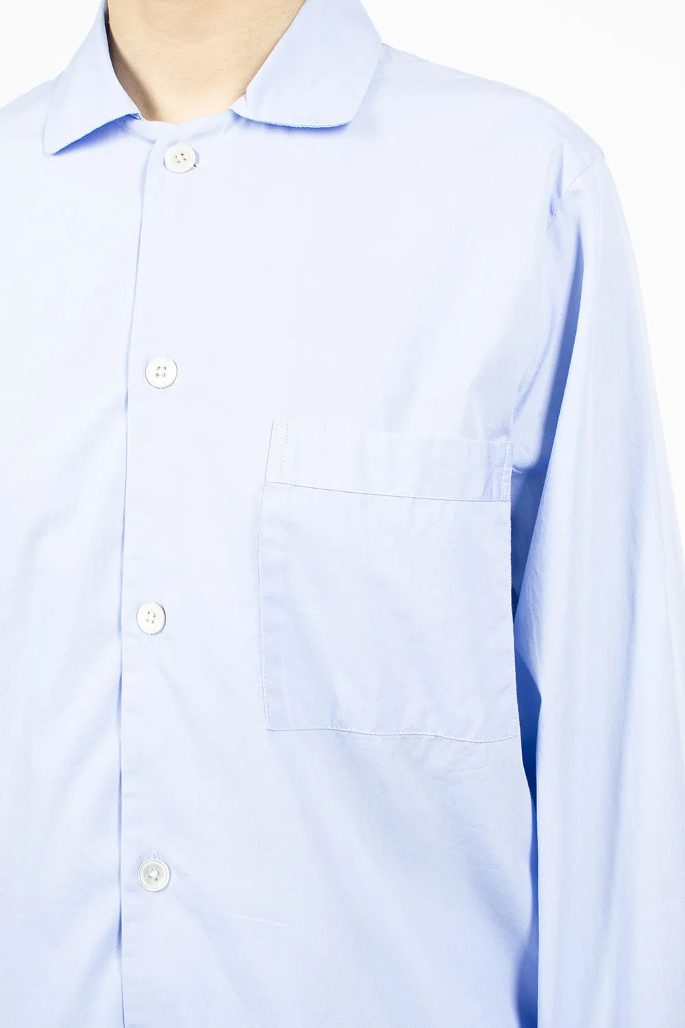 Poplin Pyjama Shirt Pale Clear Blue