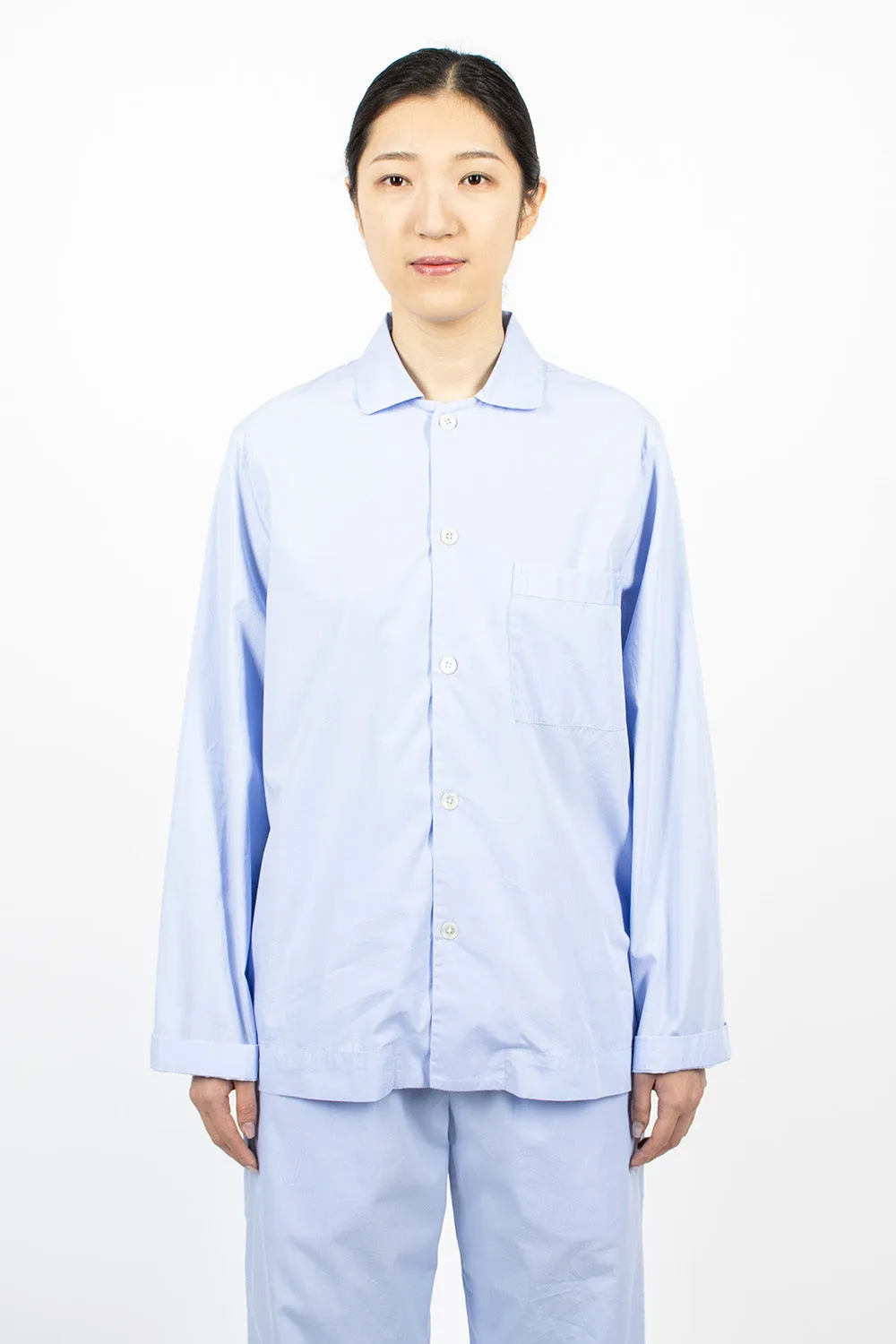 Poplin Pyjama Shirt Pale Clear Blue