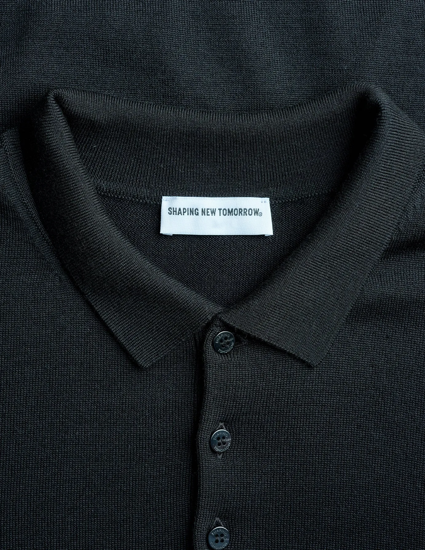 Premium Merino Long Sleeve Polo Black