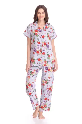 Printed Cotton Classic Collar Night suit