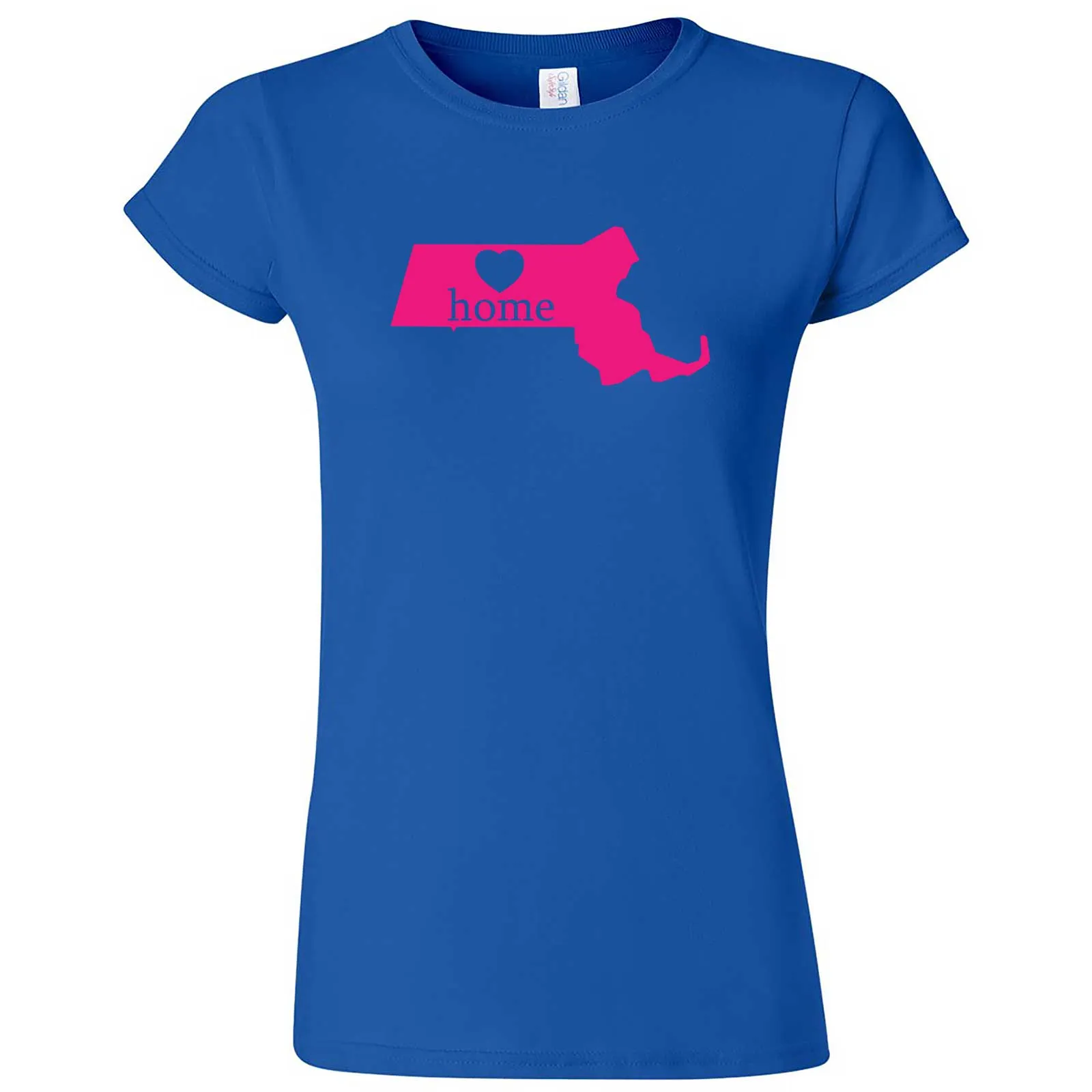 "Massachusetts Home State Pride, Pink" women's t-shirt