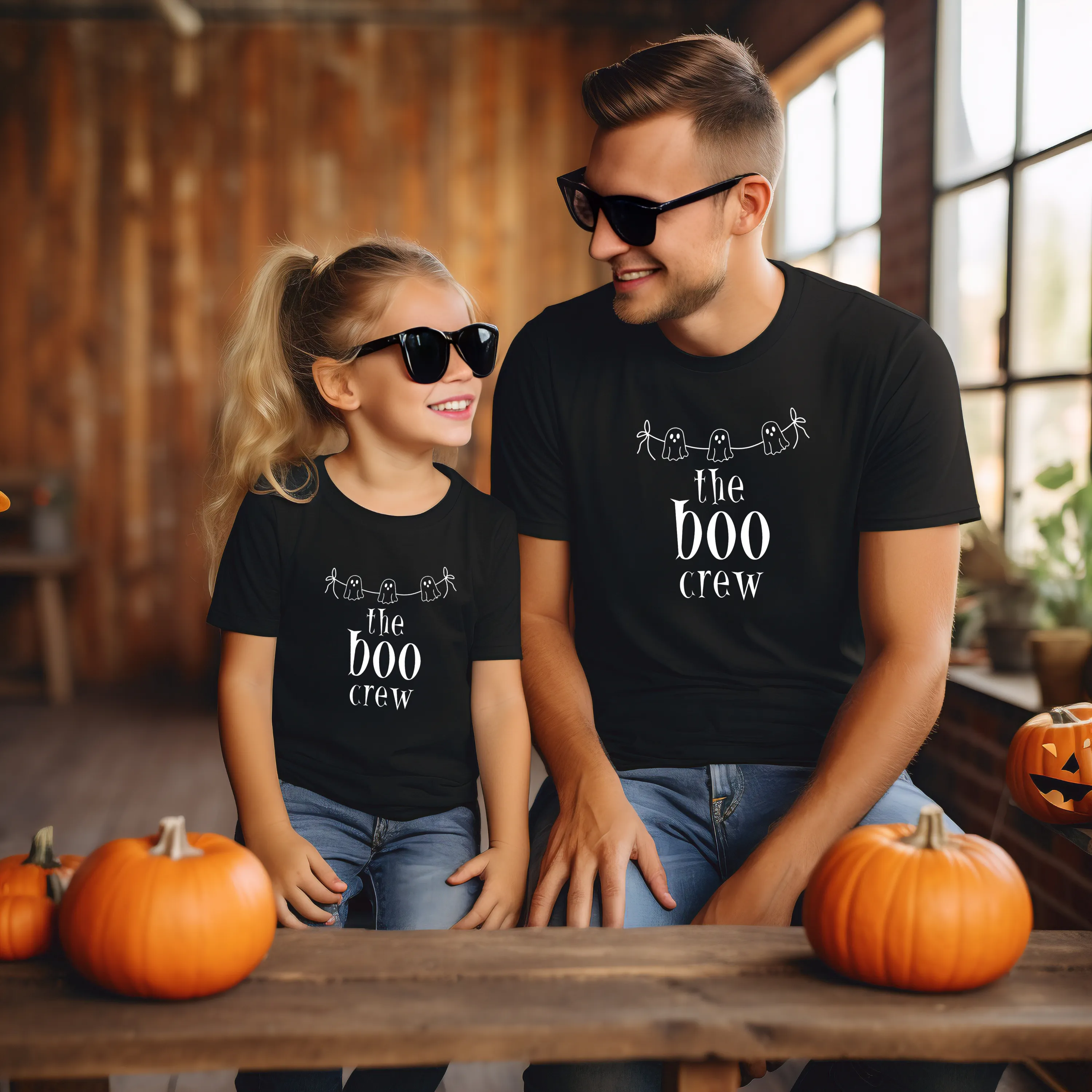 "The Boo Crew" Dad & Matching Kids Unisex Halloween T-Shirt Set