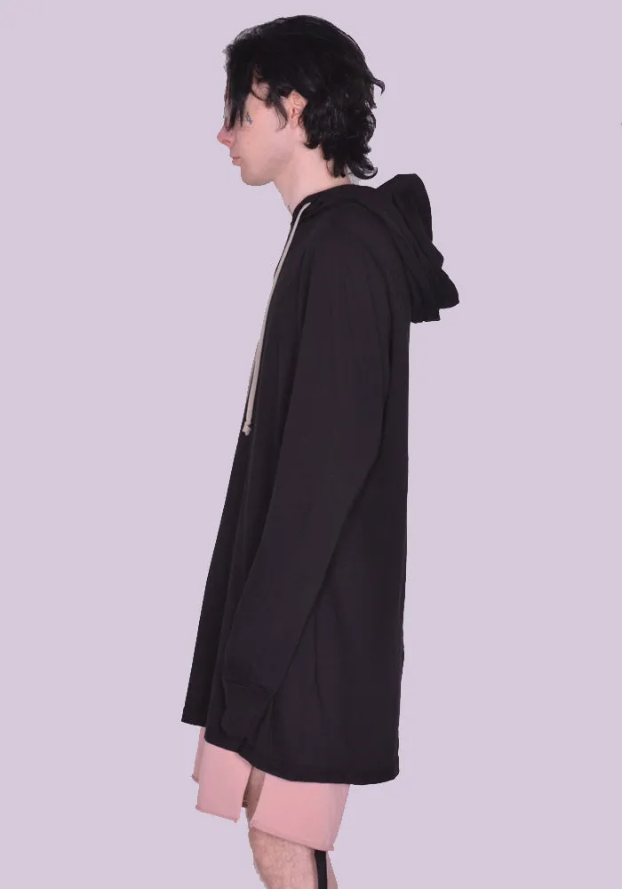 RICK OWENS DRKSHDW DU01C6285 RN HOODED LONG SLEEVE T-SHIRT BLACK