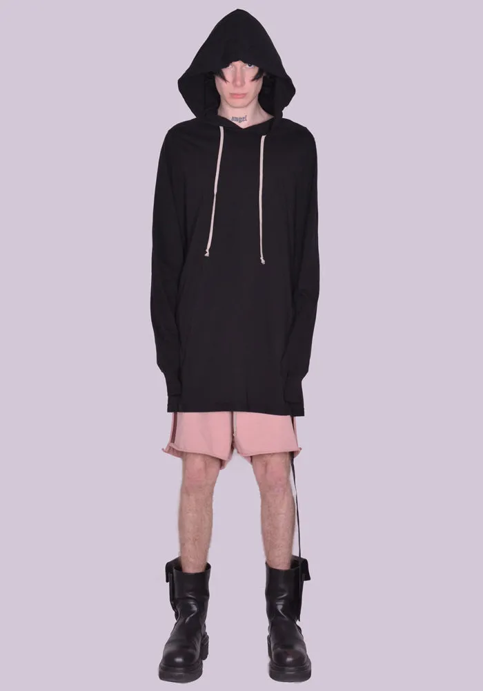 RICK OWENS DRKSHDW DU01C6285 RN HOODED LONG SLEEVE T-SHIRT BLACK