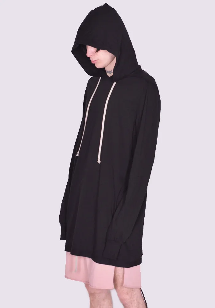 RICK OWENS DRKSHDW DU01C6285 RN HOODED LONG SLEEVE T-SHIRT BLACK