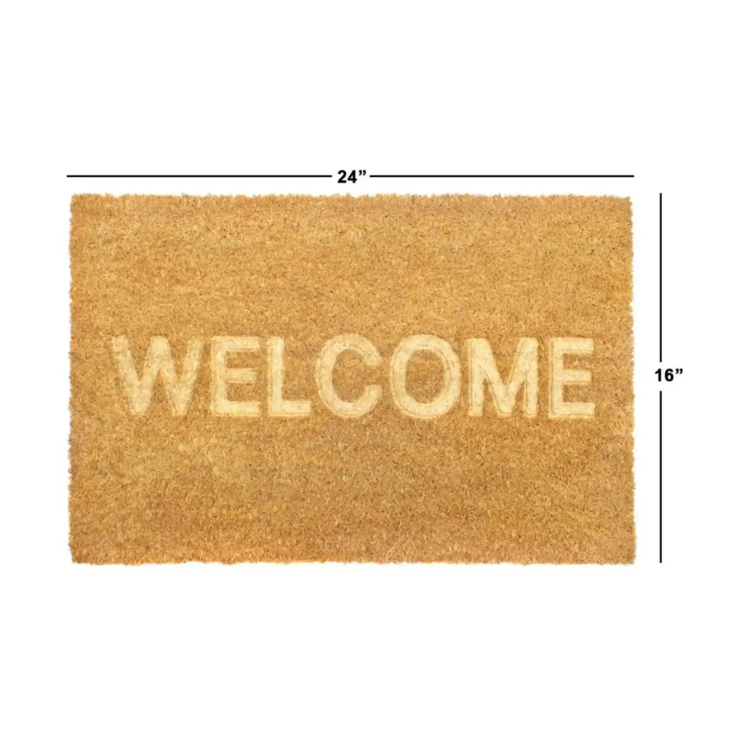 RugSmith Natural Embossed Welcome Coir Doormat, 16" X 24"