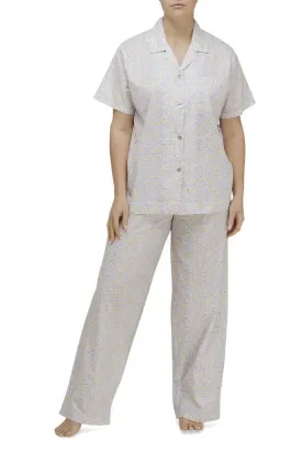 Schrank 100% Cotton Pyjama with Short Sleeve and Long Pant in Pink Floral Ava SK218