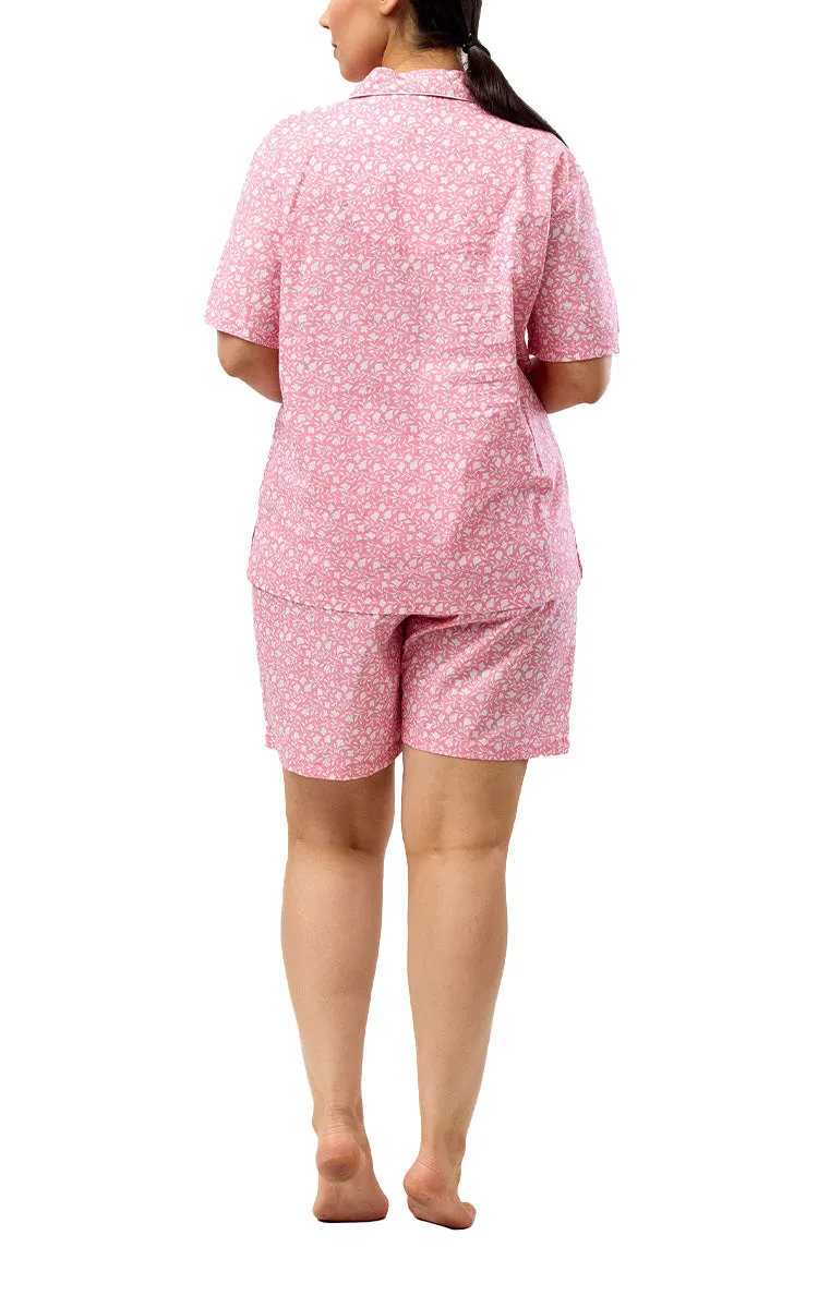 Schrank 100% Cotton Pyjama with Short Sleeve and Short Pant in Coral Leaf SK506L